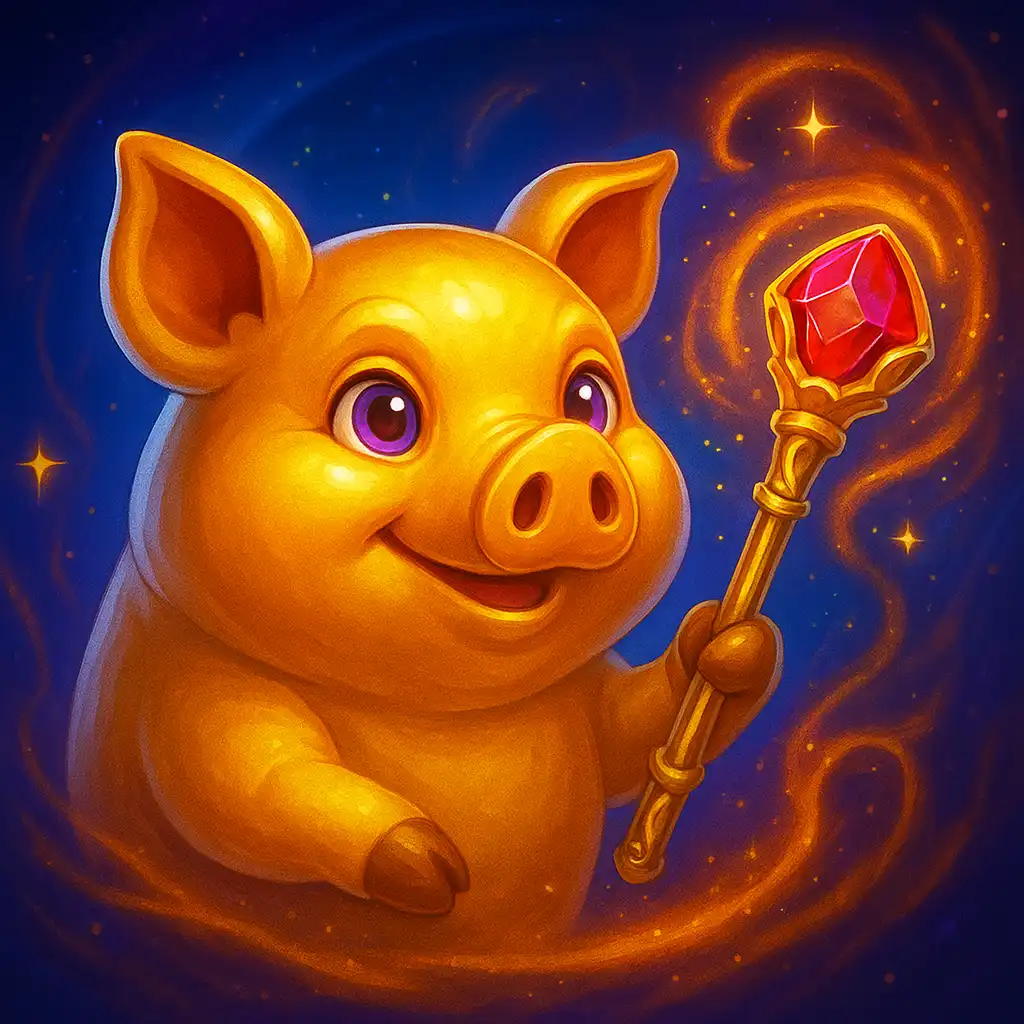 Cover art for the slot game Piggy Prizes Wand of Riches